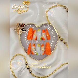 Orange and Gold Butterfly Nail Set